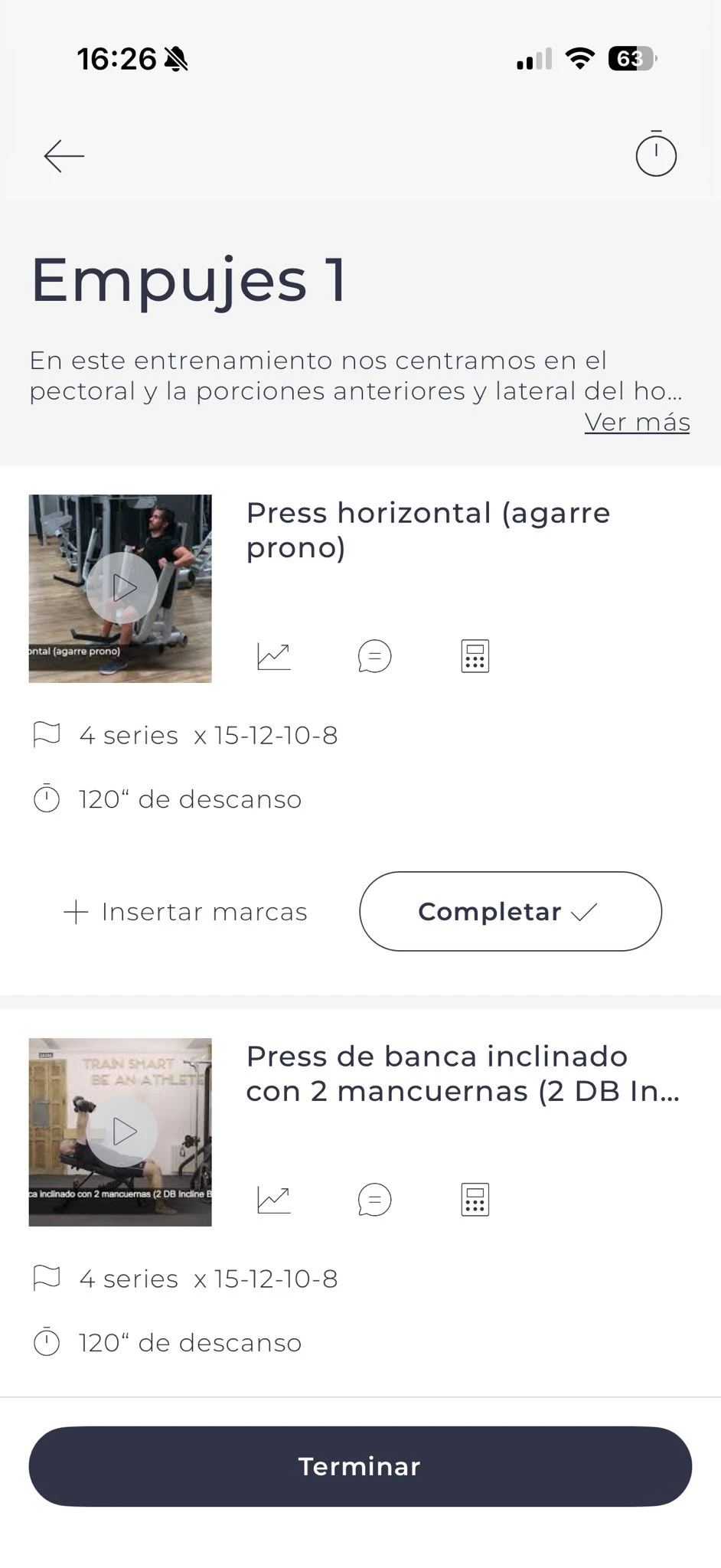 Rutina y registro de entrenamiento en Fitmosil